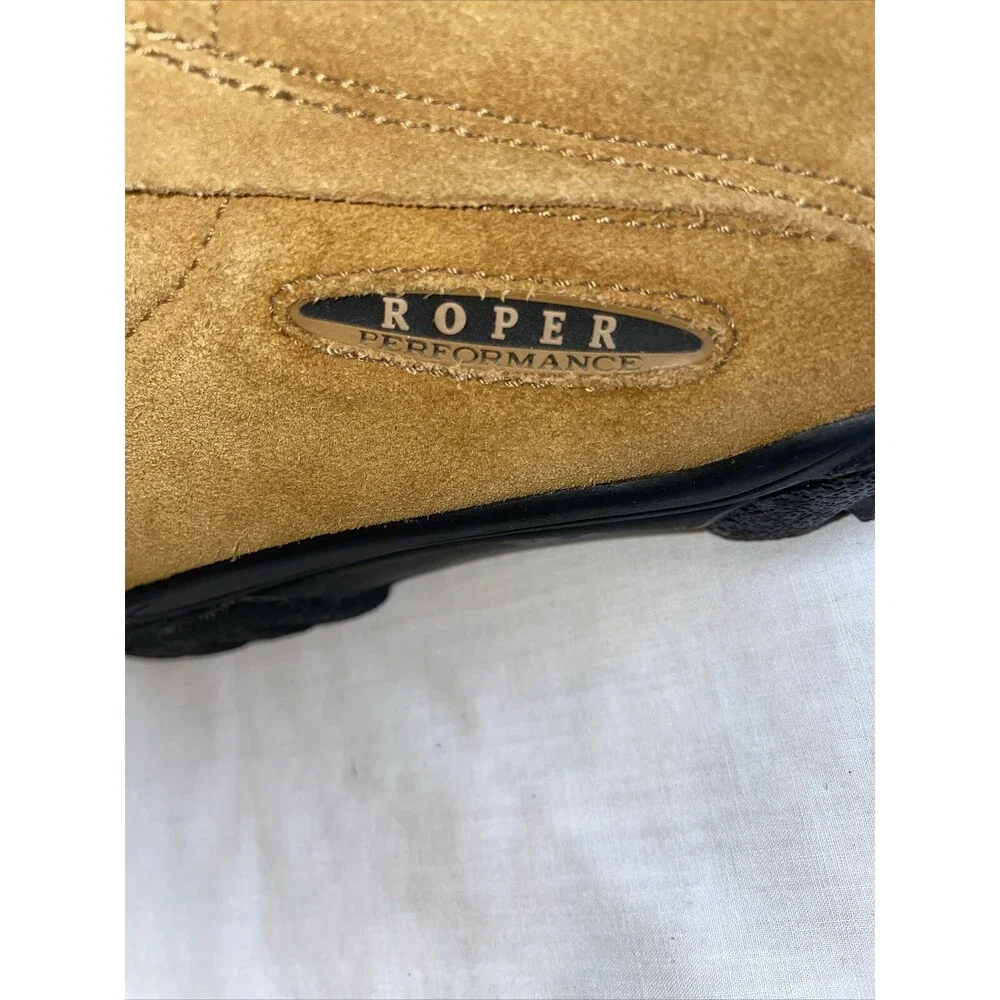 Roper Hiking Shoes Mens Size 13 M Tan Suede Leather Grip Sole Slip On